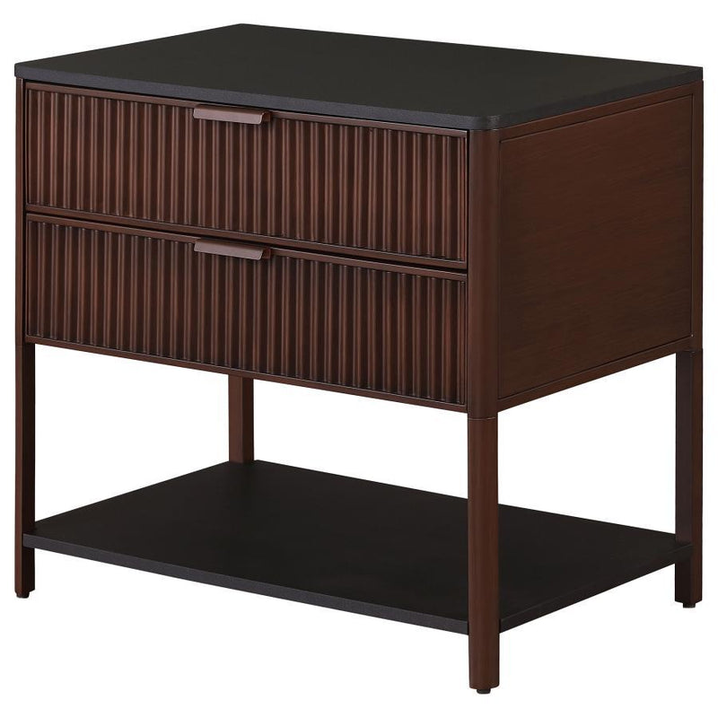 Zimmerlee - 2-Drawer Side Table with Shelf - Rust Brown - JaxCo Furniture