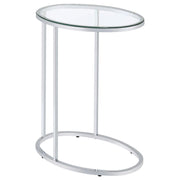 Kyle - Oval Glass Top C-Shaped Sofa Side Table - Chrome - JaxCo Furniture
