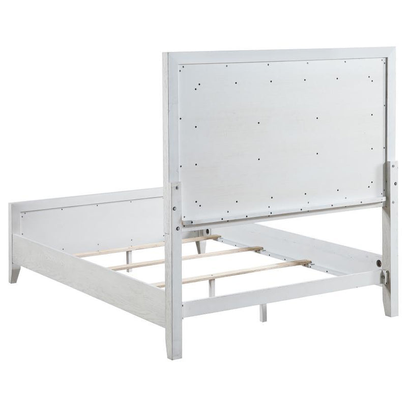 Marielle - Queen Headboard LED Panel Bed - Distressed White - JaxCo Furniture