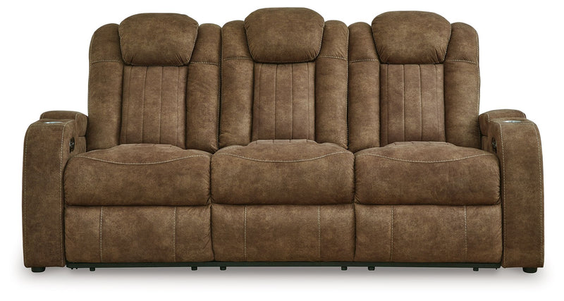 Wolfridge - Brindle - Power Reclining Sofa With Adj Headrest - JaxCo Furniture
