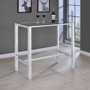Tolbert - Rectangular Glass Top Pub Bar Table - Chrome - JaxCo Furniture