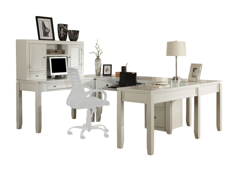 Boca - U Shape Desk With Hutch And File - Cottage White - JaxCo Furniture