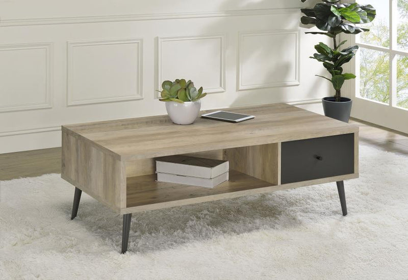 Welsh - 1-Drawer Engineered Wood Coffee Table Antique Pine - Distressed Pine - JaxCo Furniture