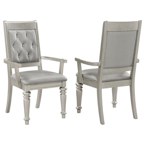 Bling Game - Dining Arm Chair (Set of 2) - Metallic Platinum - JaxCo Furniture