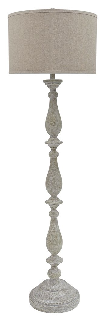 Bernadate - Whitewash - Poly Floor Lamp - JaxCo Furniture