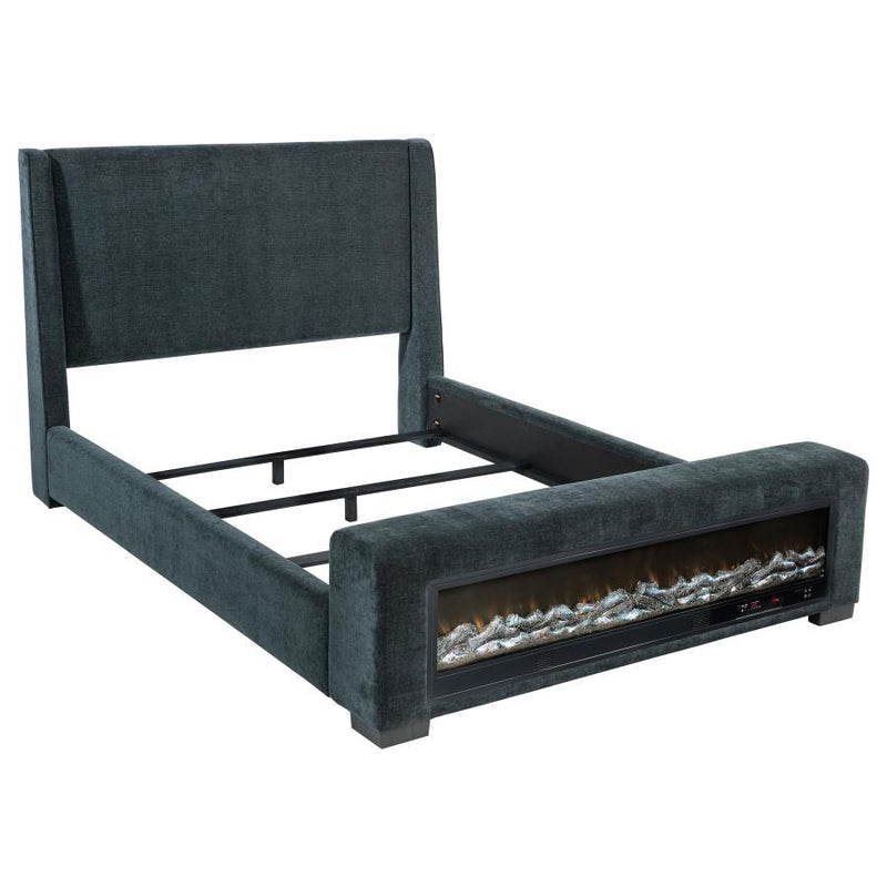 Preston - Upholstered Audio Flame Visualizer Bed - JaxCo Furniture