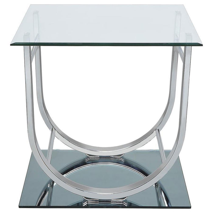 Danville - Square U-Shaped Glass Top Side End Table - Chrome - JaxCo Furniture