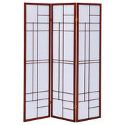 Katerina - 3-Panel Room Divider Folding Shoji Screen - Cherry - JaxCo Furniture