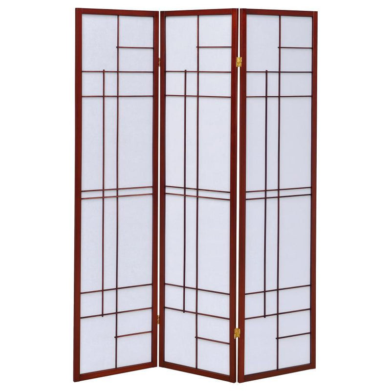 Katerina - 3-Panel Room Divider Folding Shoji Screen - Cherry - JaxCo Furniture