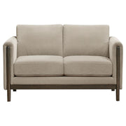 Islington - Fabric Upholstered Panel Arm Loveseat - Taupe - JaxCo Furniture