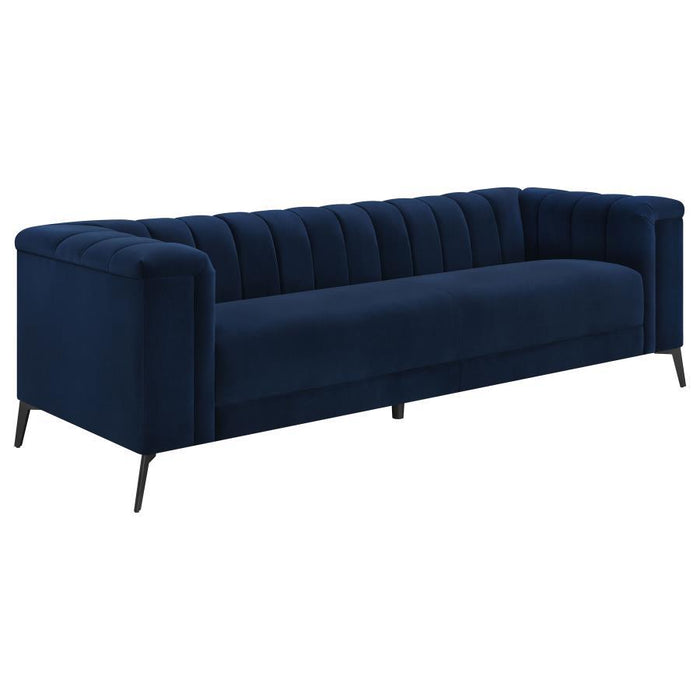 Chalet - Upholstered Tuxedo Arm Tufted Sofa - Blue - JaxCo Furniture