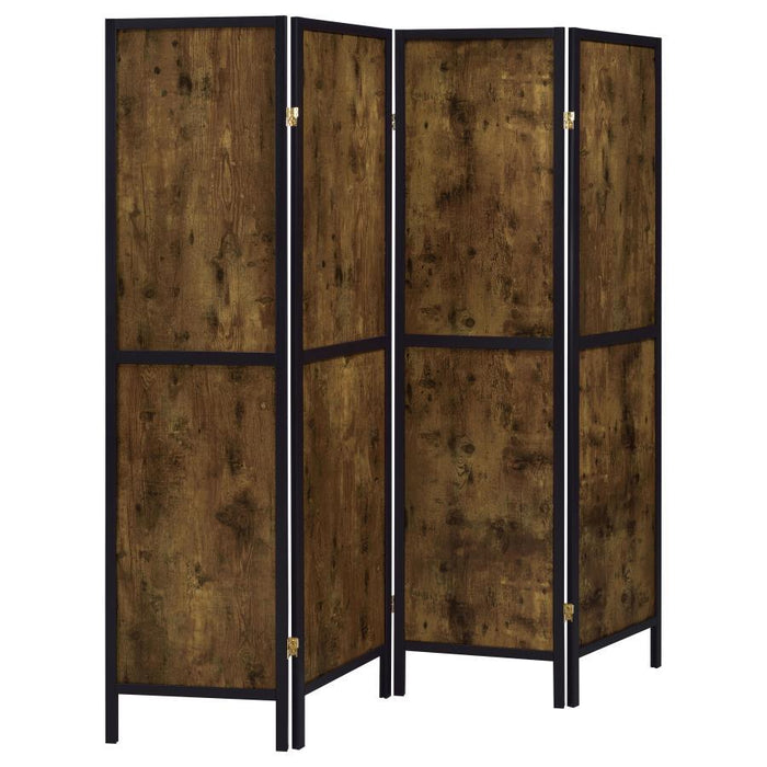 Deepika - 4-Panel Room Divider Folding Screen - Rustic Nutmeg - JaxCo Furniture