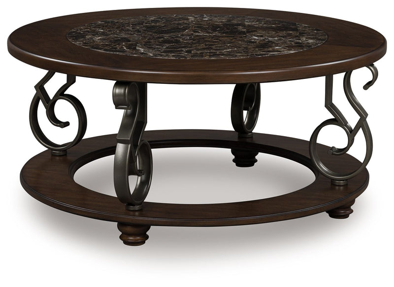 Frallyn - Dark Brown - Round Cocktail Table - JaxCo Furniture