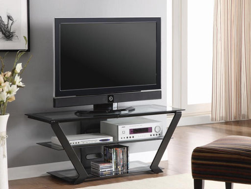 Donlyn - 2-Tier Metal TV Stand With Glass Shelves - Black - JaxCo Furniture