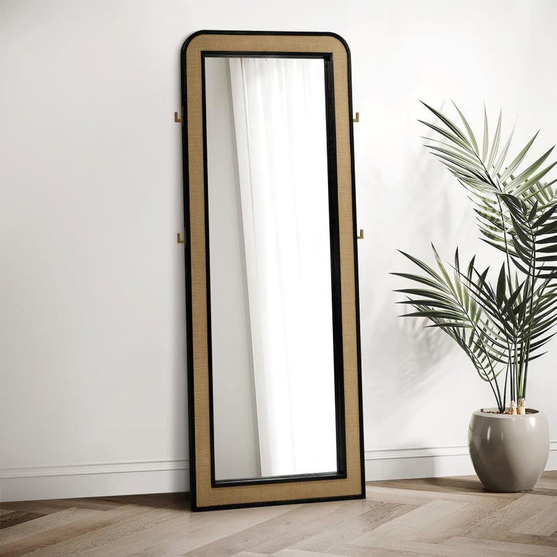 Arini - Cane Weave Full Length Standing Floor Mirror - JaxCo Furniture