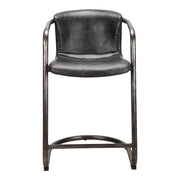 Freeman - Leather Counter Stool (Set of 2) - Onyx Black - JaxCo Furniture