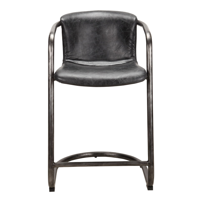 Freeman - Leather Counter Stool (Set of 2) - Onyx Black - JaxCo Furniture