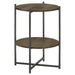 Axel - Round Accent Table With Open Shelf - Natural And Gunmetal - JaxCo Furniture