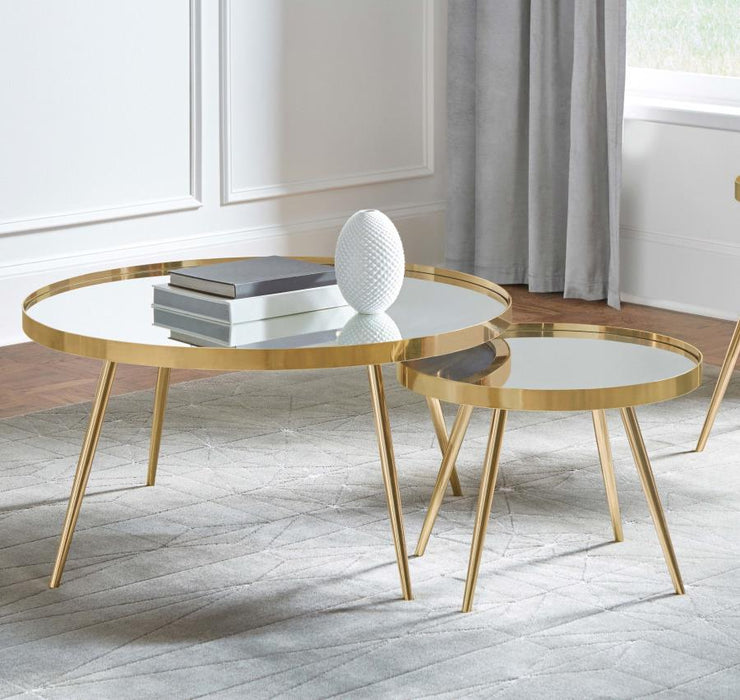 Kaelyn - 2 Piece Round Mirror Top Nesting Coffee Table