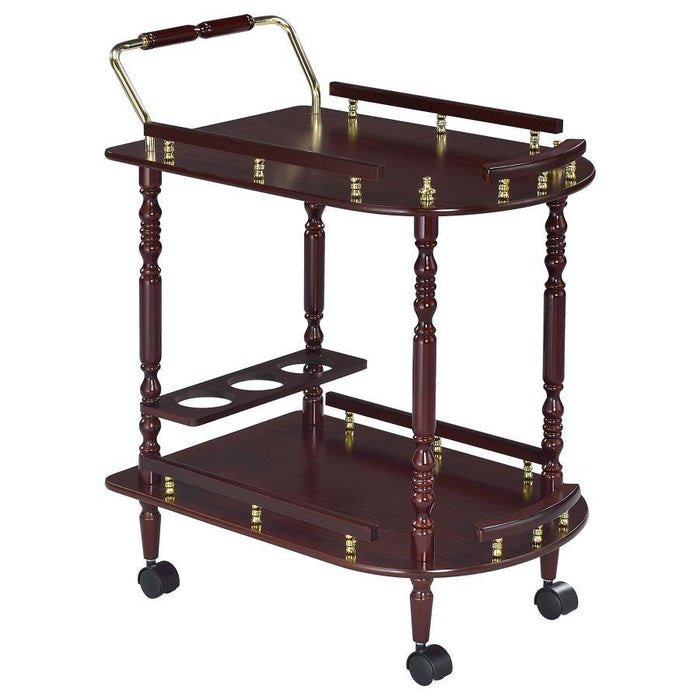 Palmer - 2-Tier Rectangular Wood Bar Cart - Merlot - JaxCo Furniture