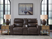 Crossplex - Smoke - Power Recline Loveseat / Console / Adjustable Headrest - JaxCo Furniture