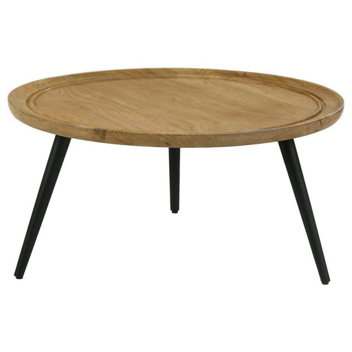 Zoe - Round Mango Wood Coffee Table - Natural - JaxCo Furniture