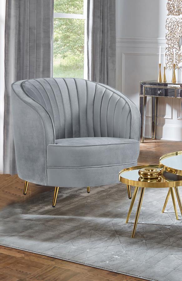 Sophia - Upholstered Channel Tufted Barrel Accent Chair - JaxCo Furniture