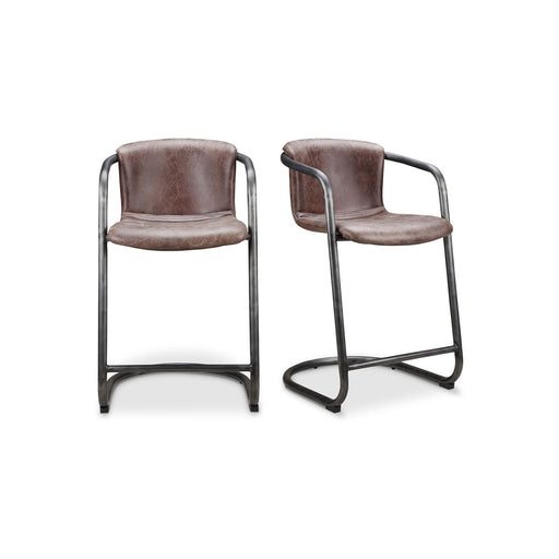 Freeman - Counter Stool Stool Leather (Set of 2) - Grazed Brown - JaxCo Furniture