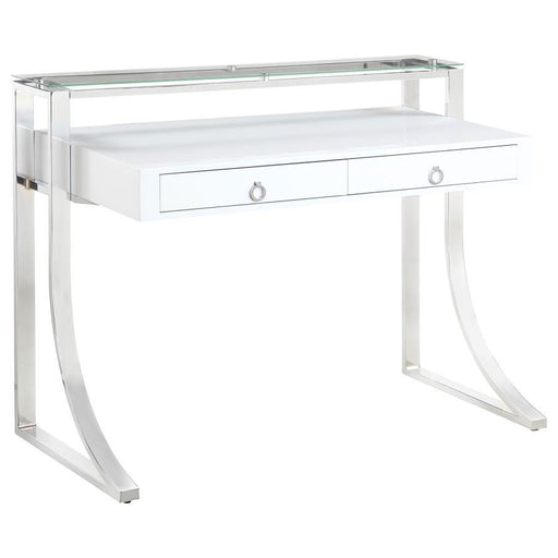 Gemma - 2-Drawer Writing Desk - White High Gloss - JaxCo Furniture