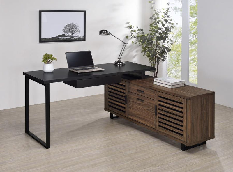 Maddox - L-Shape Office Computer Desk - Black - JaxCo Furniture