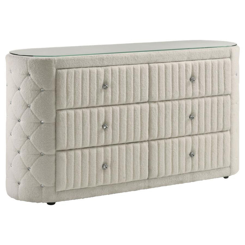 Sonya - 6-Drawer Upholstered Bedroom Dresser - JaxCo Furniture