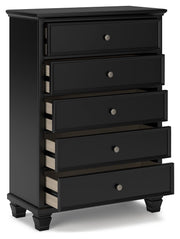 Lanolee - Black - Five Drawer Chest - JaxCo Furniture