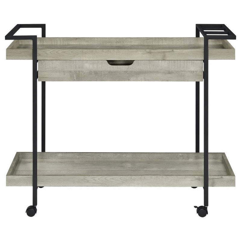 Ventura - 1-Drawer Engineered Wood Bar Cart - Gray Driftwood - JaxCo Furniture