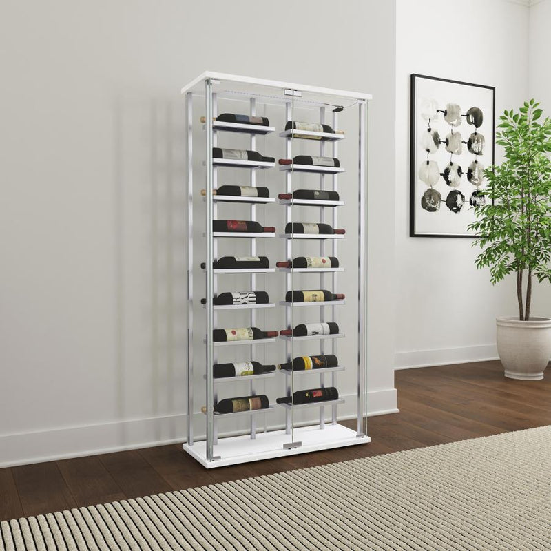 Montara - Tempered Glass Wine Storage LED Curio Cabinet - Chrome - JaxCo Furniture