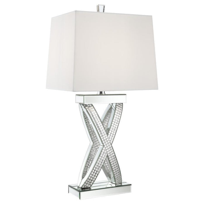 Dominick - Tapered Mirrored Acrylic Table Lamp - Silver - JaxCo Furniture