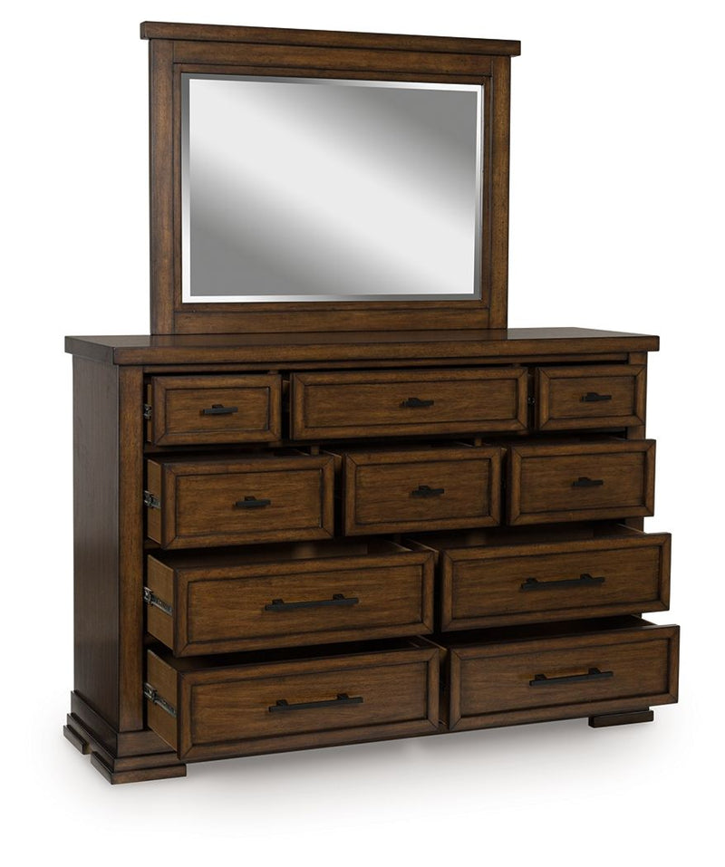 Taffenbrook - Medium Brown - Dresser And Mirror - JaxCo Furniture