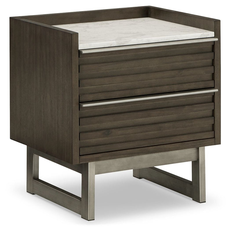 Arkenton - Grayish Brown / White - Two Drawer Night Stand - JaxCo Furniture