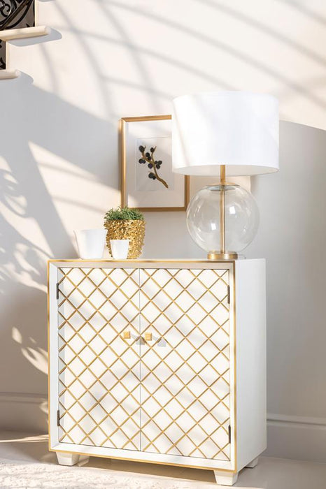 Belinda - 2 Door Storage Accent Cabinet - White And Gold - JaxCo Furniture