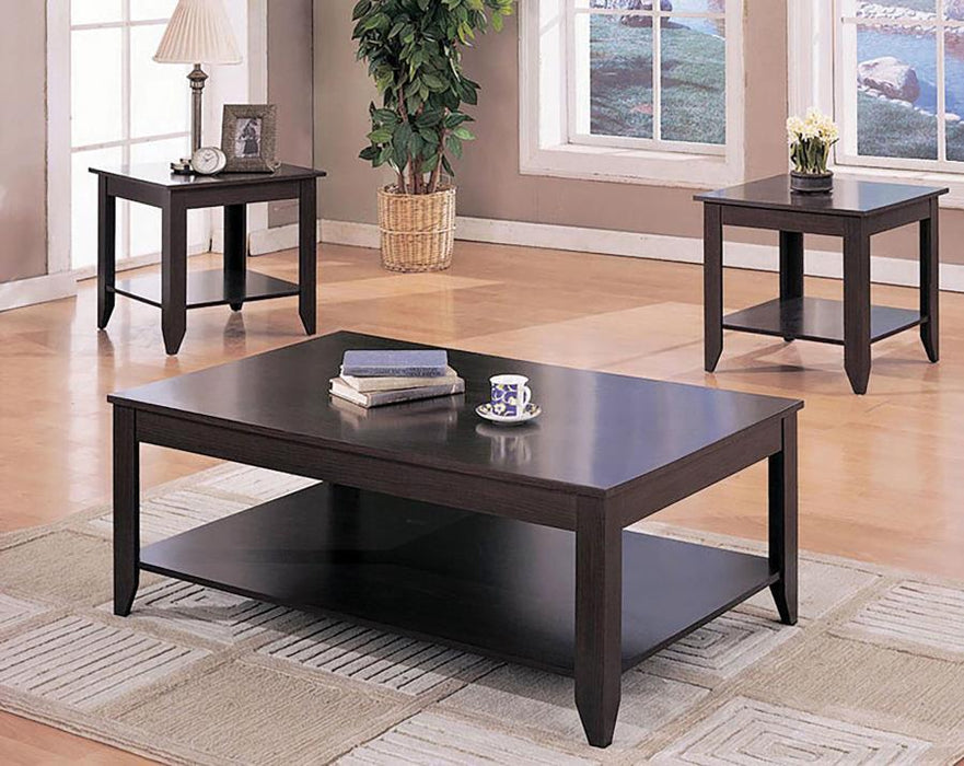 Brooks - 3 Piece Rectangular Coffee Table Set - Cappuccino - JaxCo Furniture