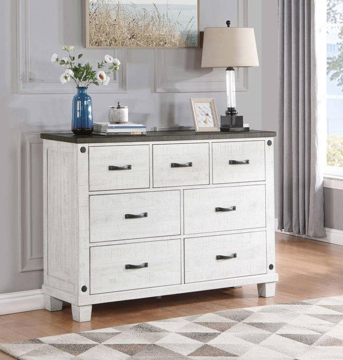 Lilith - 7-Drawer Dresser - Distressed White - JaxCo Furniture