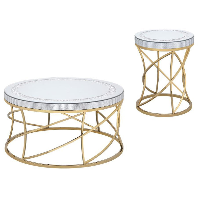 Elise - Round Mirror Top Coffee Table Set - JaxCo Furniture