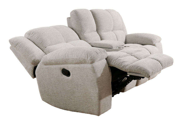 Buster - Manual Reclining Console Loveseat - Opal Taupe - JaxCo Furniture