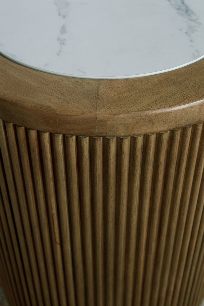 Camdill - Light Brown / White - Round End Table - JaxCo Furniture