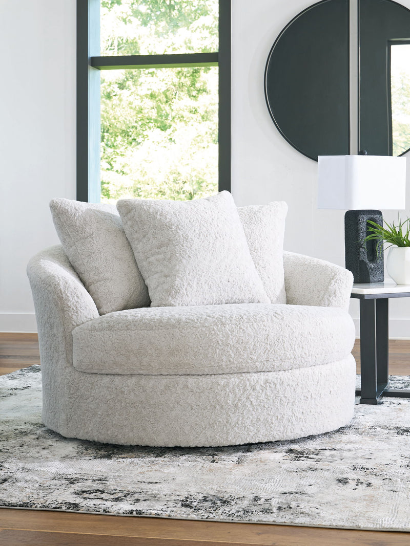 Cuddle Plush - Arctic - Oversized Swivel Accent Chair - JaxCo Furniture