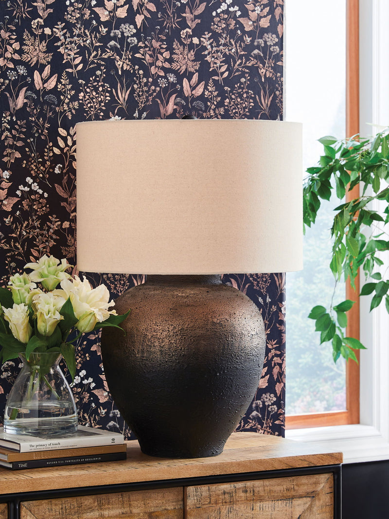 Newgerhard - Brown / Black - Metal Table Lamp - JaxCo Furniture