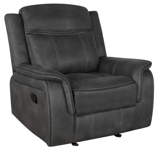 Lawrence - Upholstered Padded Arm Glider Recliner - Charcoal - JaxCo Furniture