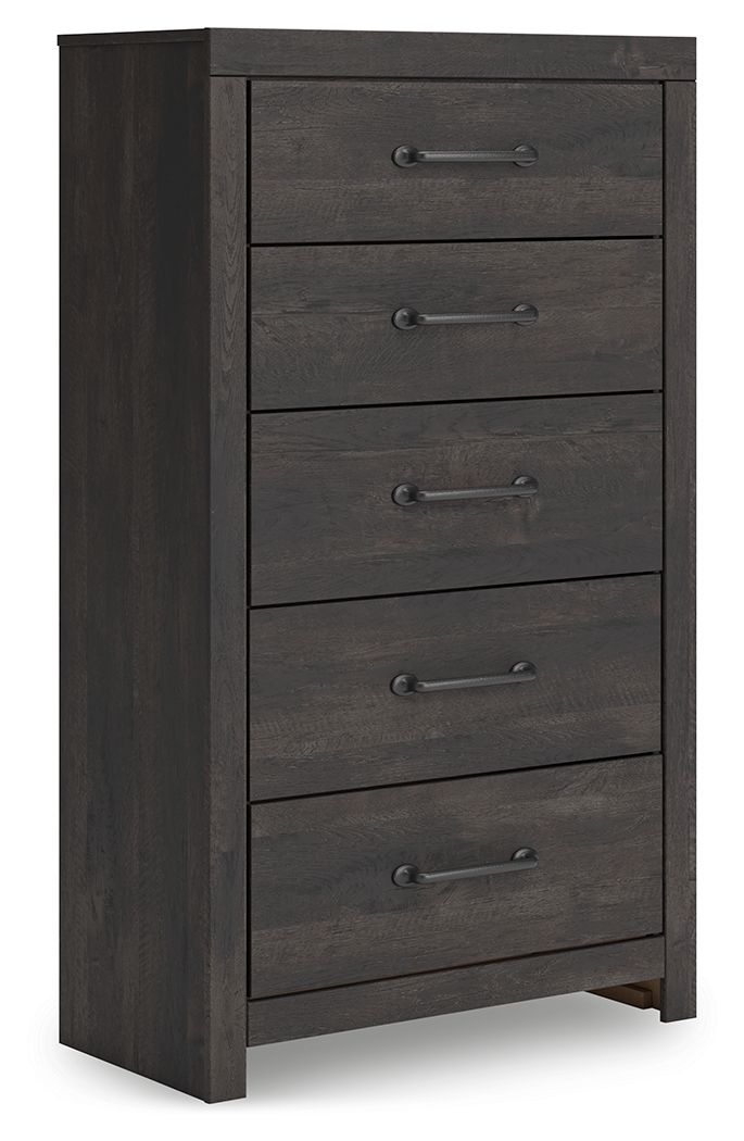Hollivern - Dark Gray - Five Drawer Chest - JaxCo Furniture