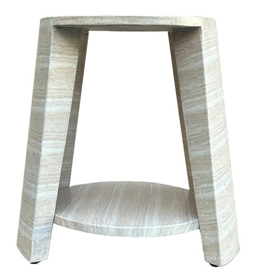 Rosen - Outdoor Concrete Round End Table - Travertine - JaxCo Furniture