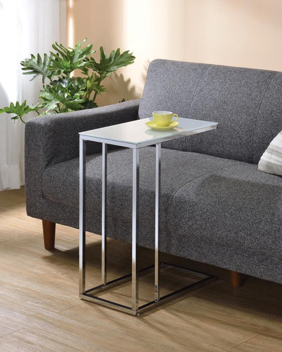 Stella - Glass Top C-Shaped Sofa Side Table - Chrome - JaxCo Furniture