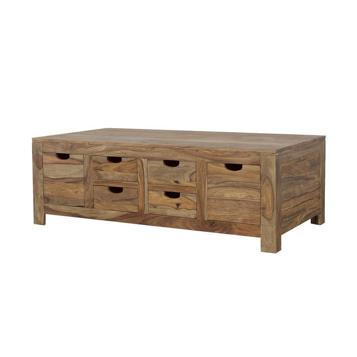 Esther - 6-Drawer Solid Wood Coffee Table - Natural - JaxCo Furniture